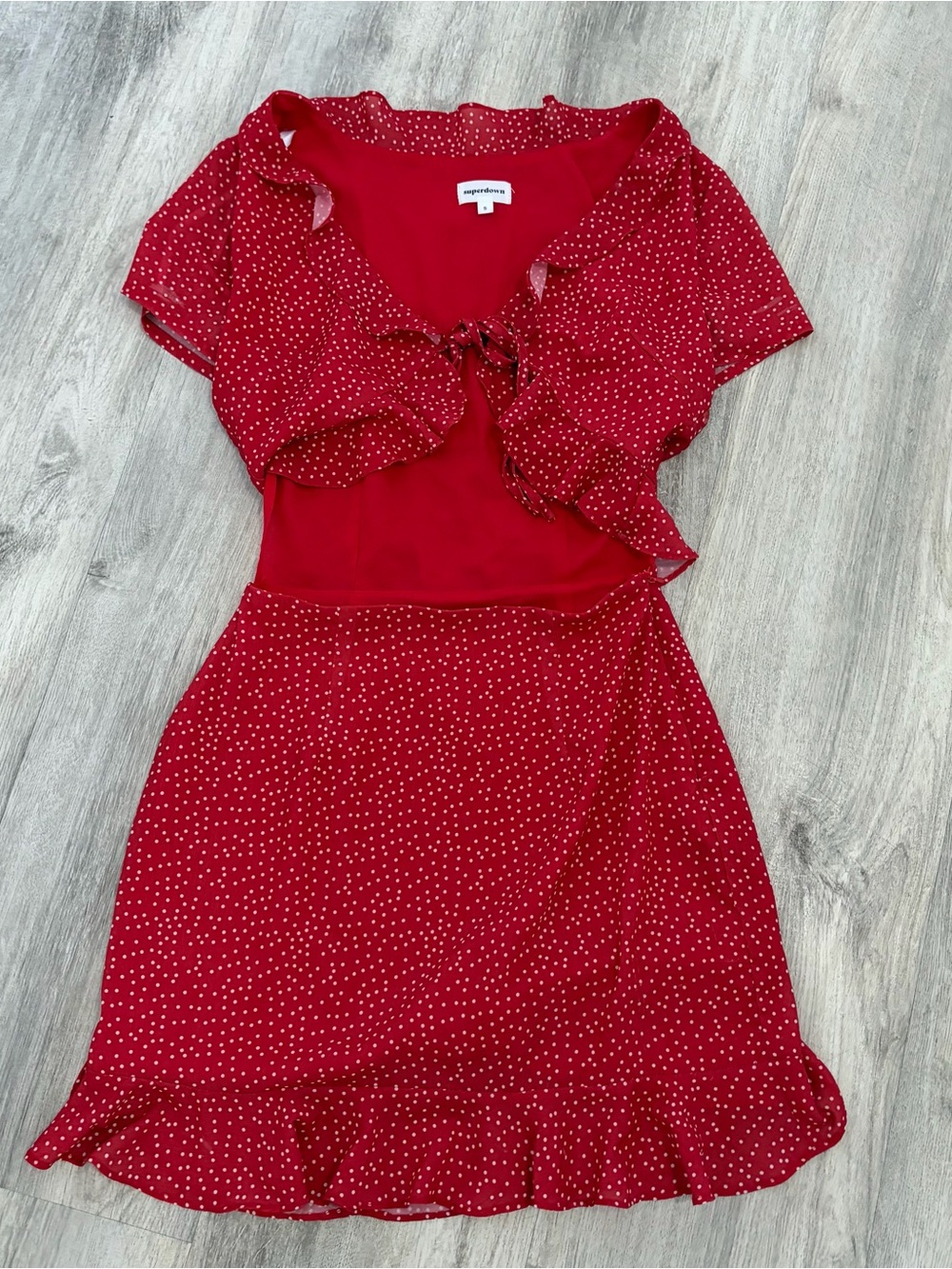 Superdown Mercy Polka Dot Mini Dress Red Cut-Out Revolve Womens S Picnic Flaw